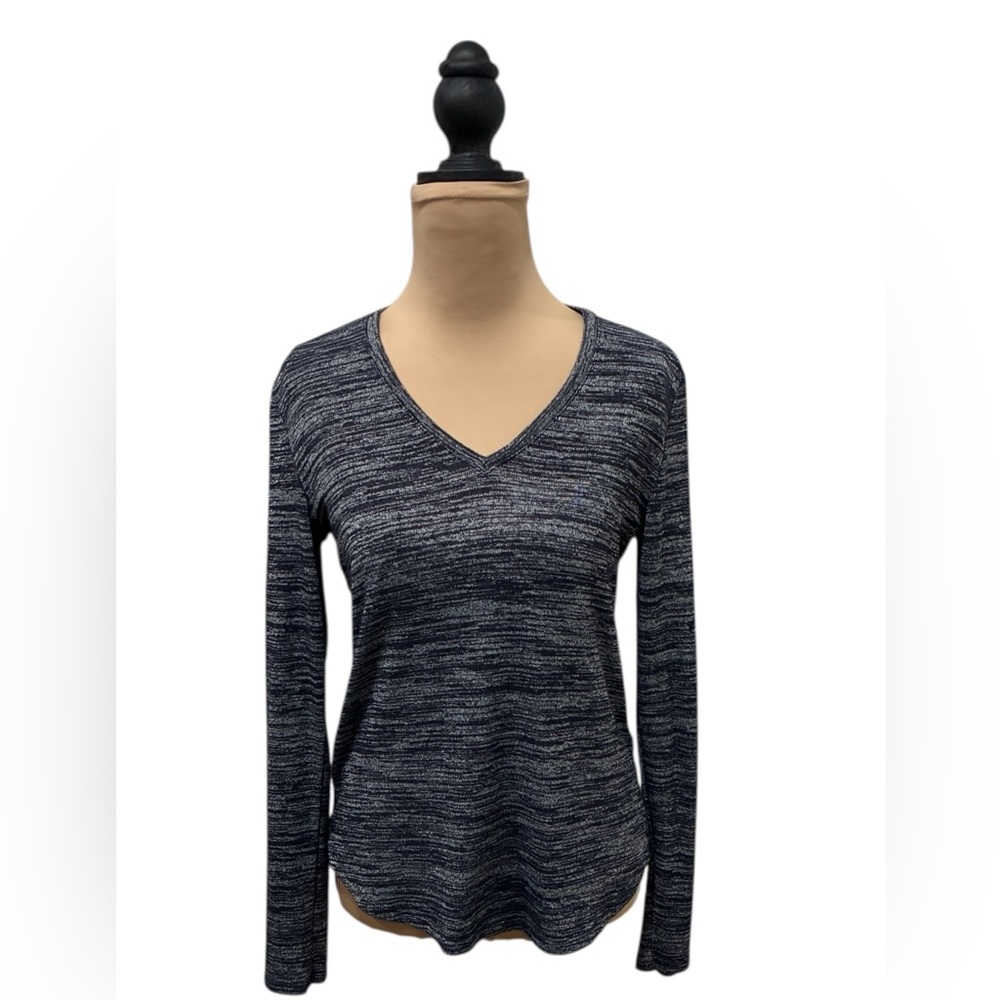 Banana Republic Women's Long Sleeve Top - Black and White